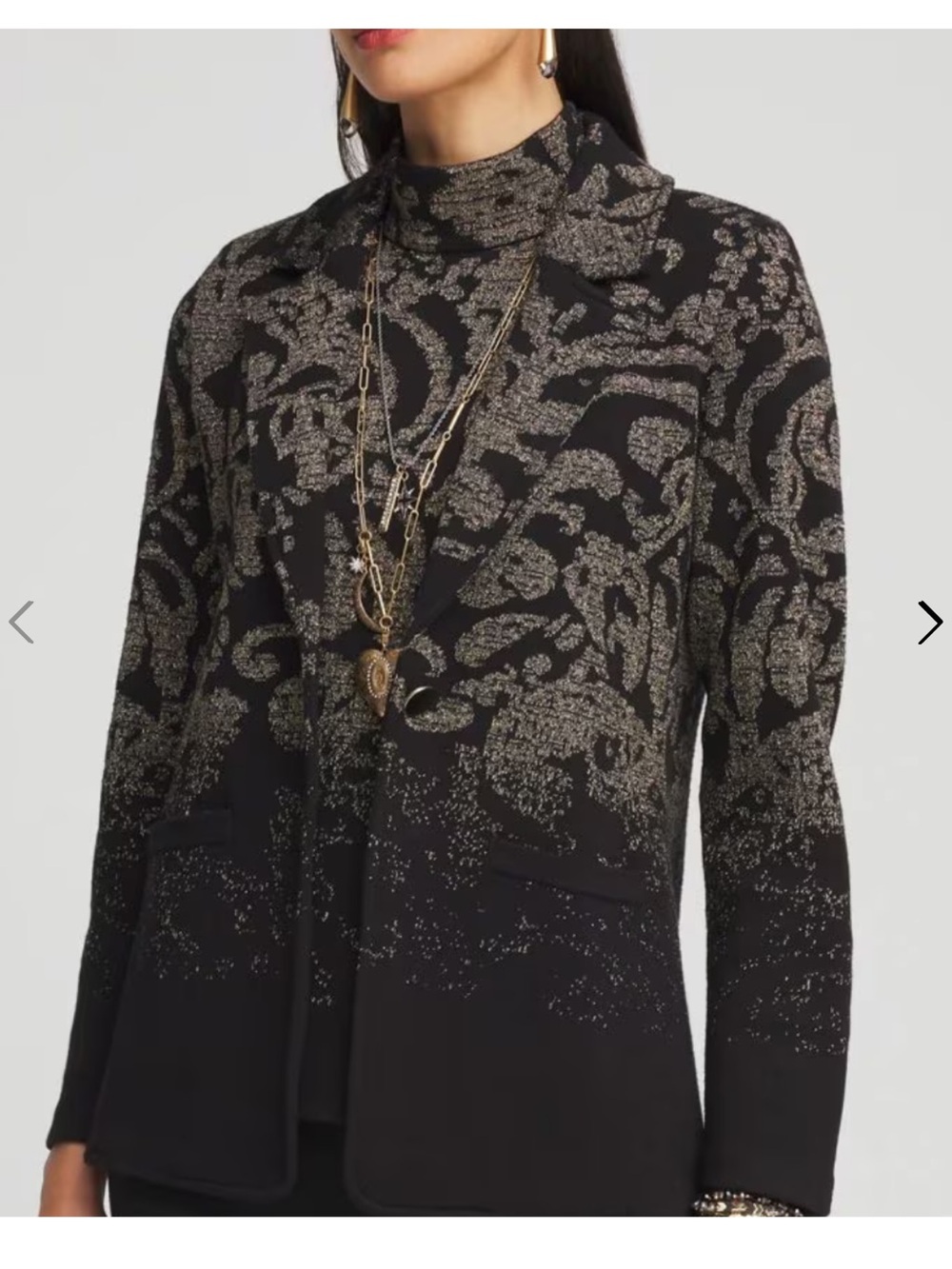 NWT Chicos 2 Piece Set Sweater Top And Jacket Black Metallic Threads XL Jacket